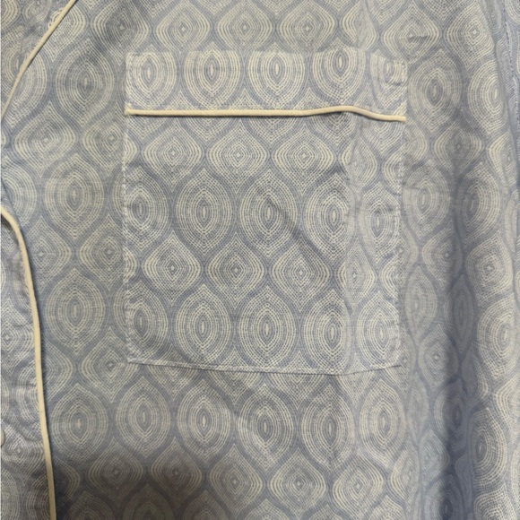 Haven Well Within Blue White Organic Cotton Classic Long Sleeve Pajama Top Large - Picture 7 of 10